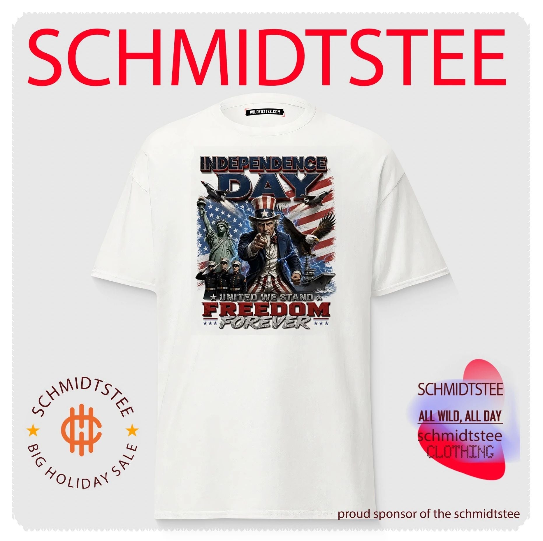 Independence day United we stand freedom forever Uncle Sam pointing shirt