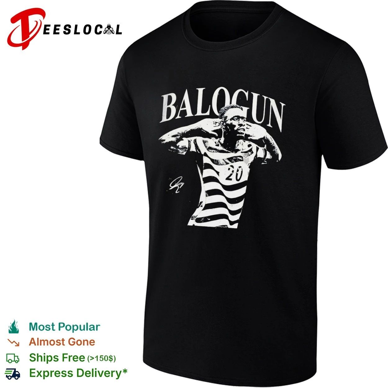 Balogun Folarin Balogun USMNT Number 20 Signature T-shirt