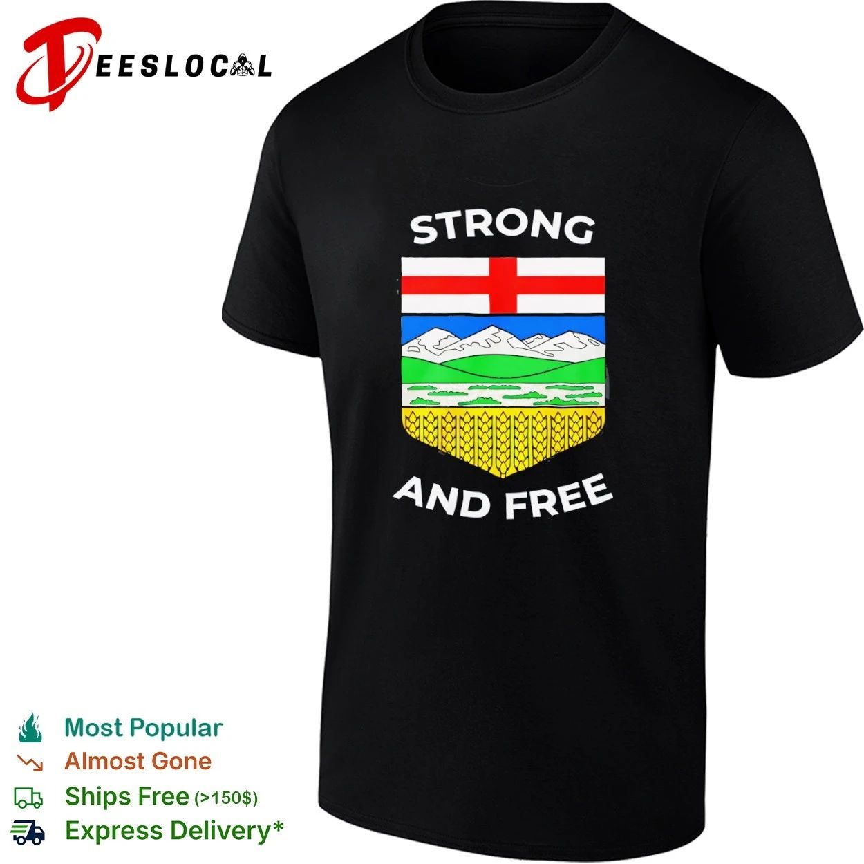 Strong and Free Alberta Coat of Arms Canada T-shirt