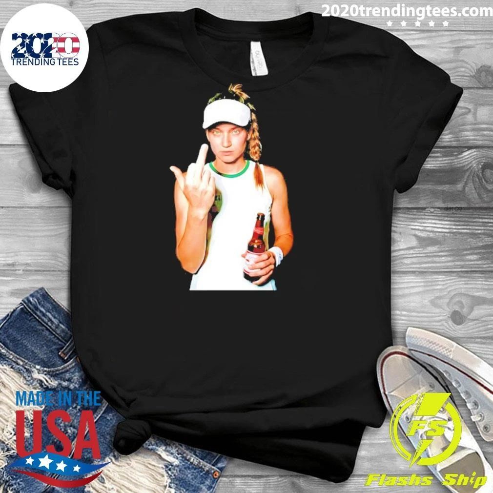 Elena Rybakina Budweiser Middle Finger And Beer Shirt