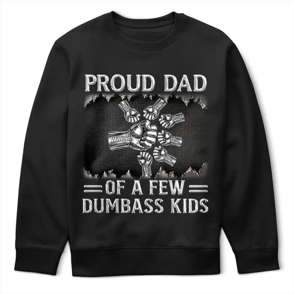 Metal Effect Proud Dad Of A Few Kids - Personalized T Shirt
