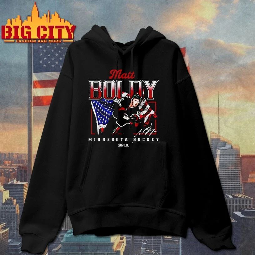 Matt Boldy Minnesota USA Flag signature t-shirt
