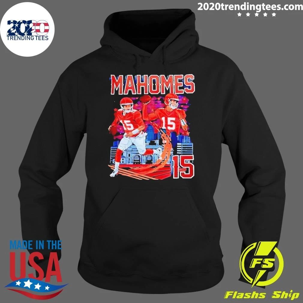 Original Kansas City Chiefs Patrick Mahomes 15 Player Graphic Skyline Shirt