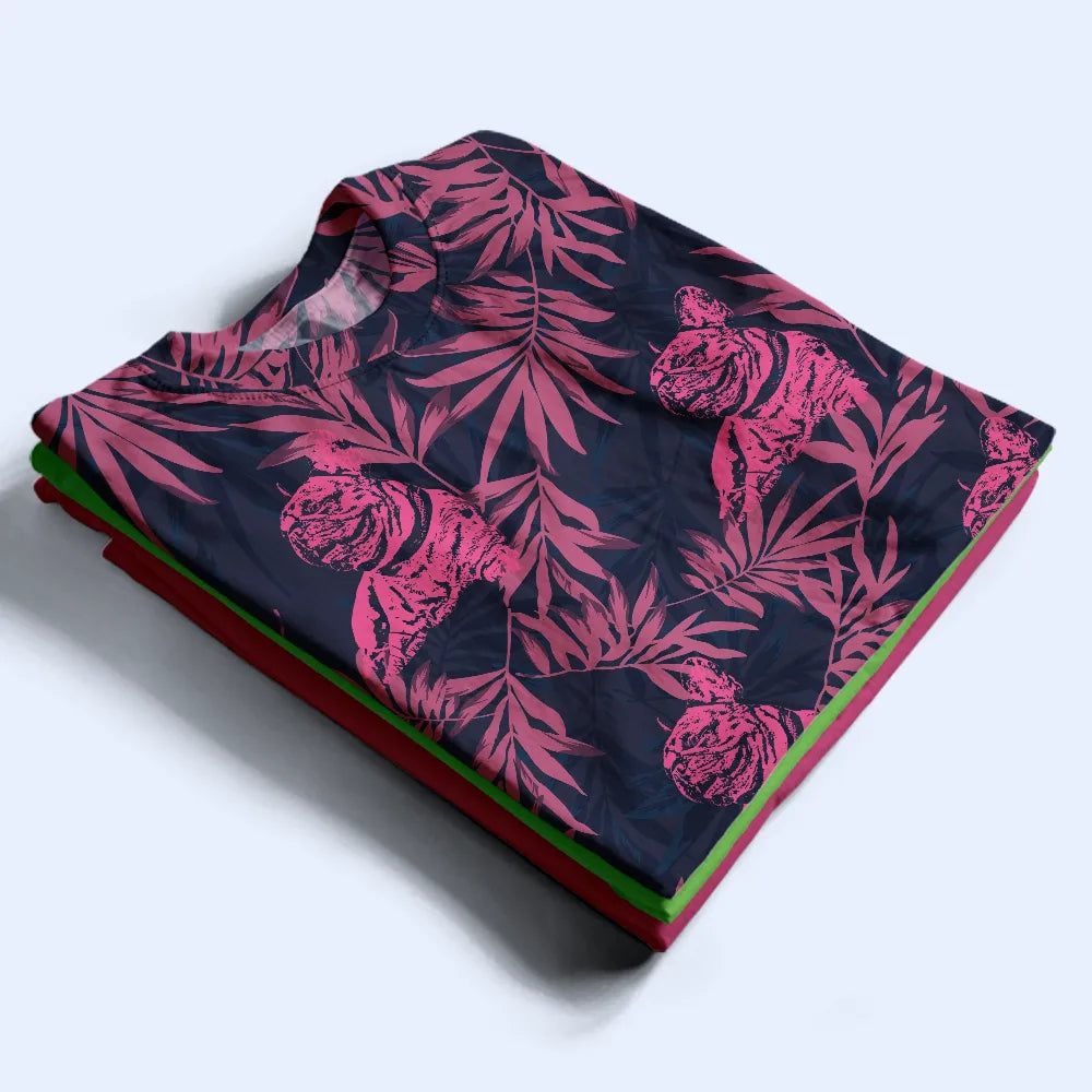 Custom Photo Pencil Drawing Palm Leaf Vacation Vibe - Personalized Full Print T Shirt