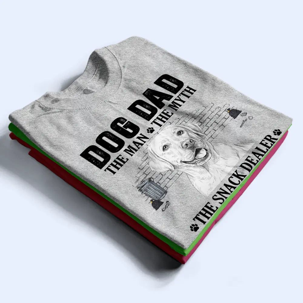 Custom Photo Pencil Sketch Art Dog Dad The Man The Myth The Snack Dealer - Personalized T Shirt
