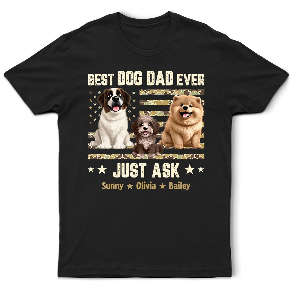 Camouflage Stars & Stripes Best Cat Dad Ever - Personalized T Shirt