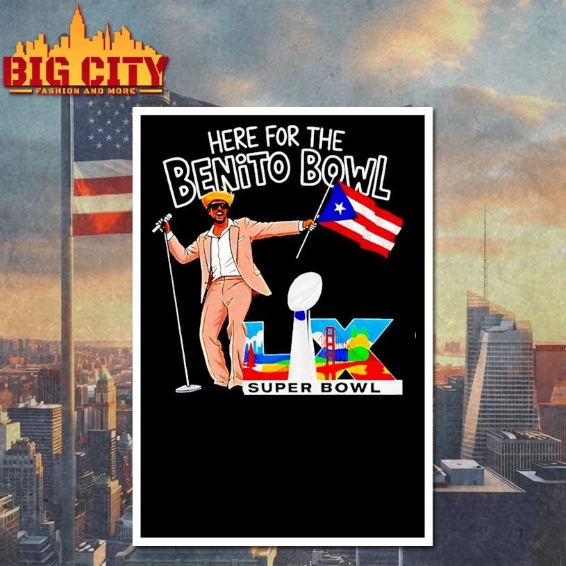 Bad Bunny Puerto Rico Flag Edition Here for the Benito Bowl t-shirt