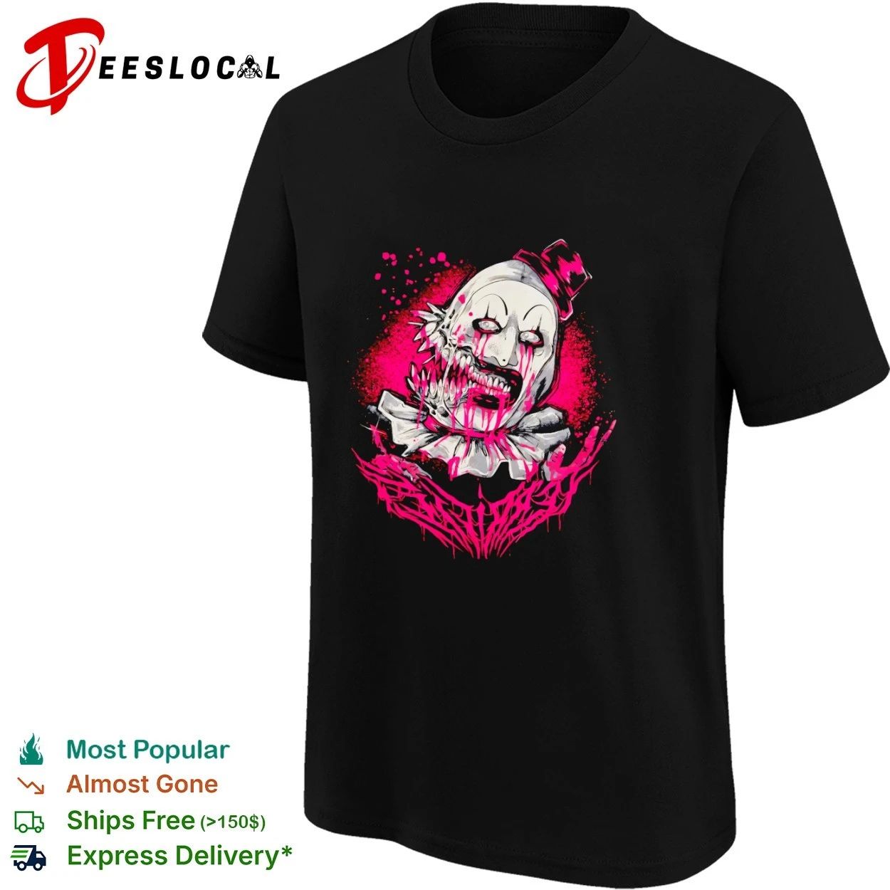 Terrifier Art the Clown Horror Pink Gothic T-shirt