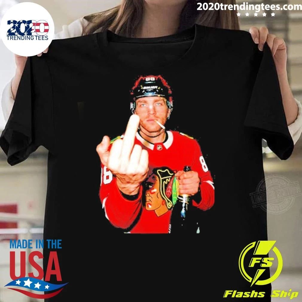 Patrick Kane Chicago Blackhawks Nhl Middle Finger Beer And Smoking Shirt