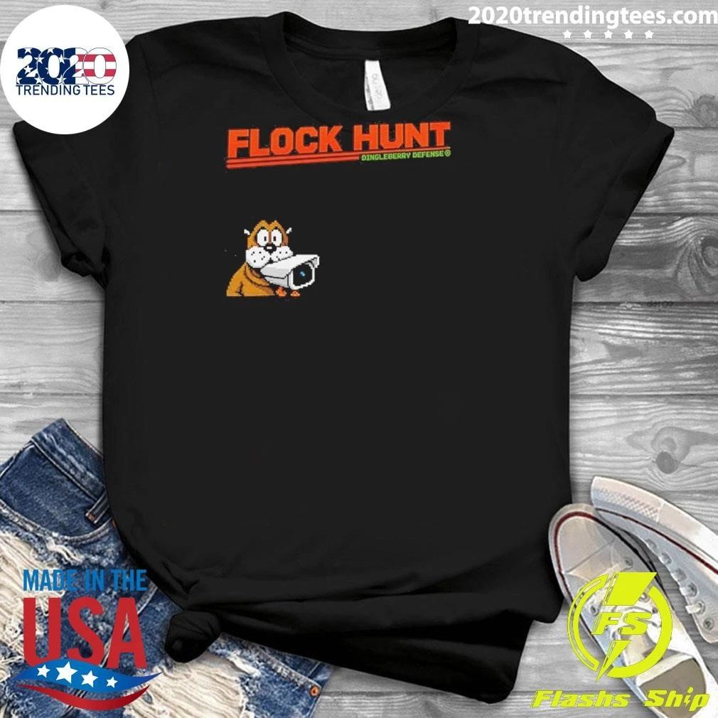 Pixelated Canine Security Camera Monitoring Flock Hunt Dingleberry Defense Shirt