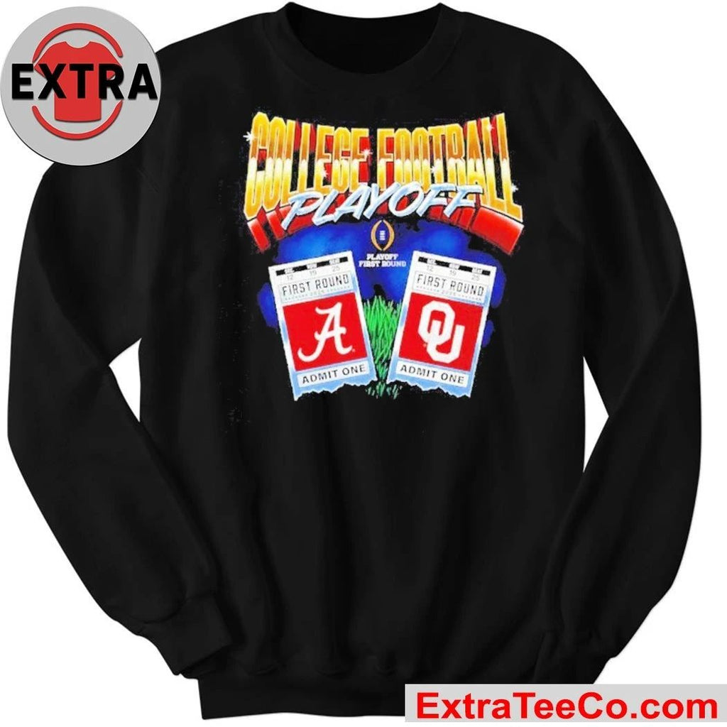 College Football Playoff 2025 First Round Oklahoma Sooners vs Alabama Crimson Tide Matchup Ticket Shirt