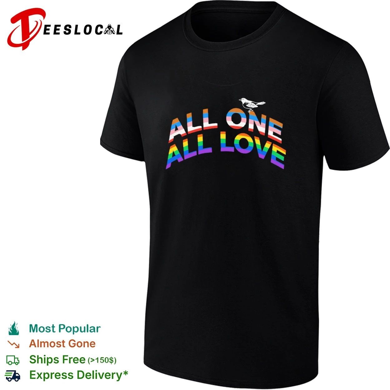 All One All Love pride lgbtq equality T-shirt