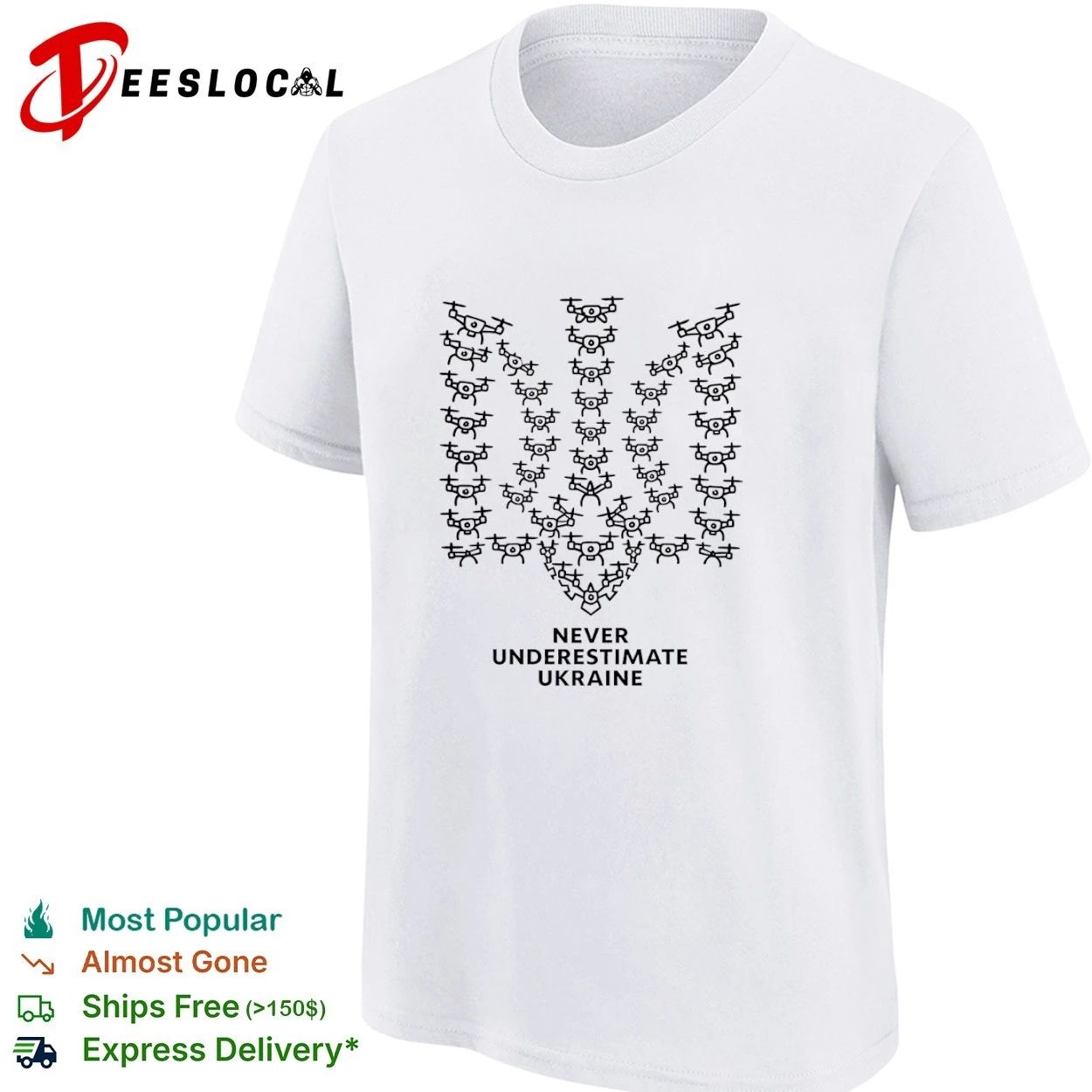 Never Underestimate Ukraine Drone Trident T-shirt