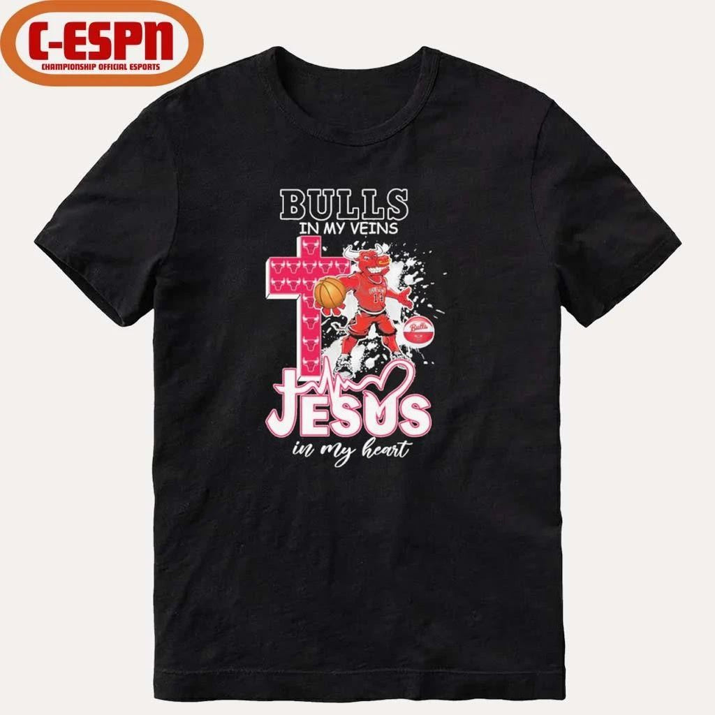 Chicago Bulls Mascot In My Veins Jesus In My Heart Shirt
