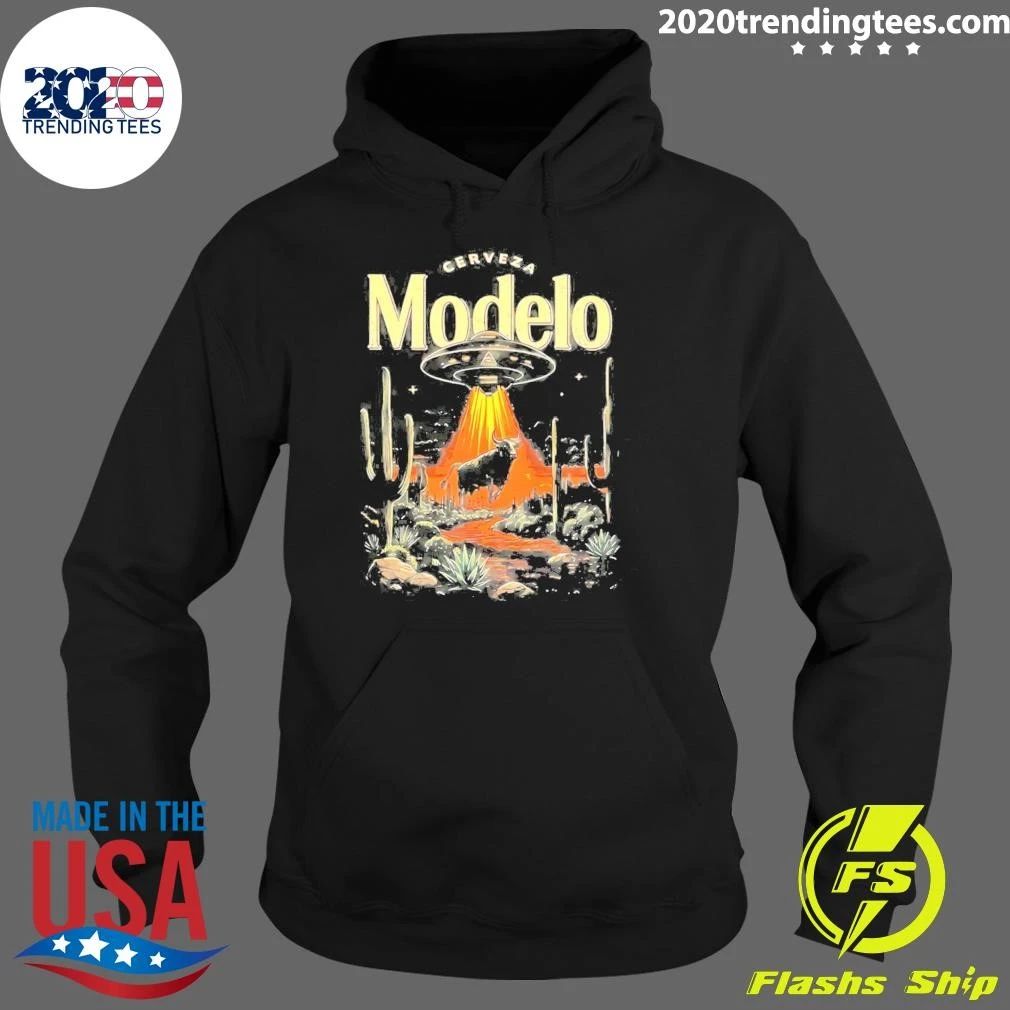 Cerveza Modelai Ufo And Cow Illustration Shirt