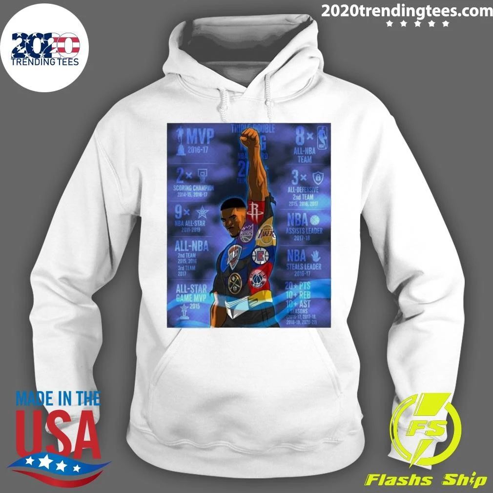 Russell Westbrook MVP All-Star Scoring Assists Leader Triple Double King Stats History Shirt
