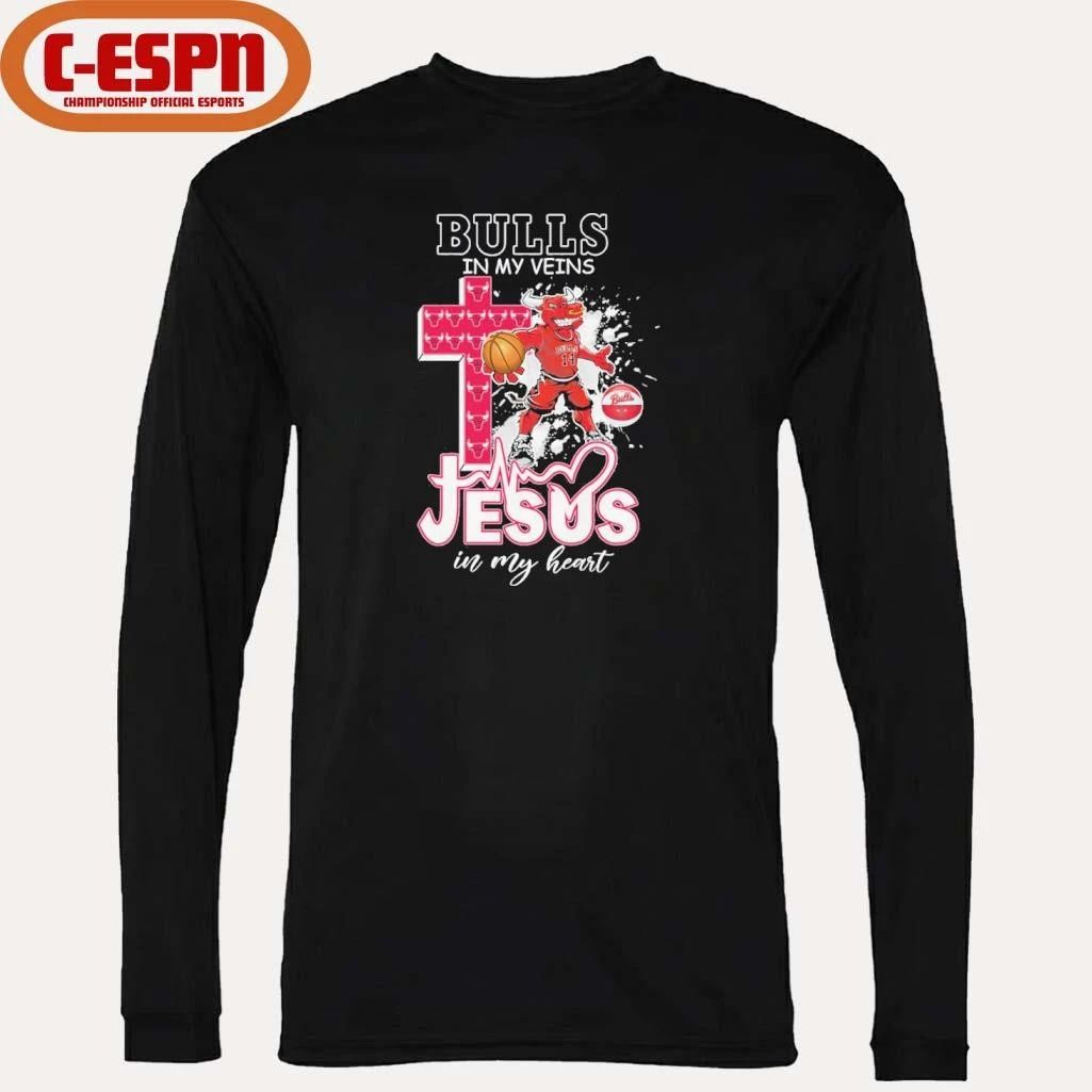 Chicago Bulls Mascot In My Veins Jesus In My Heart Shirt