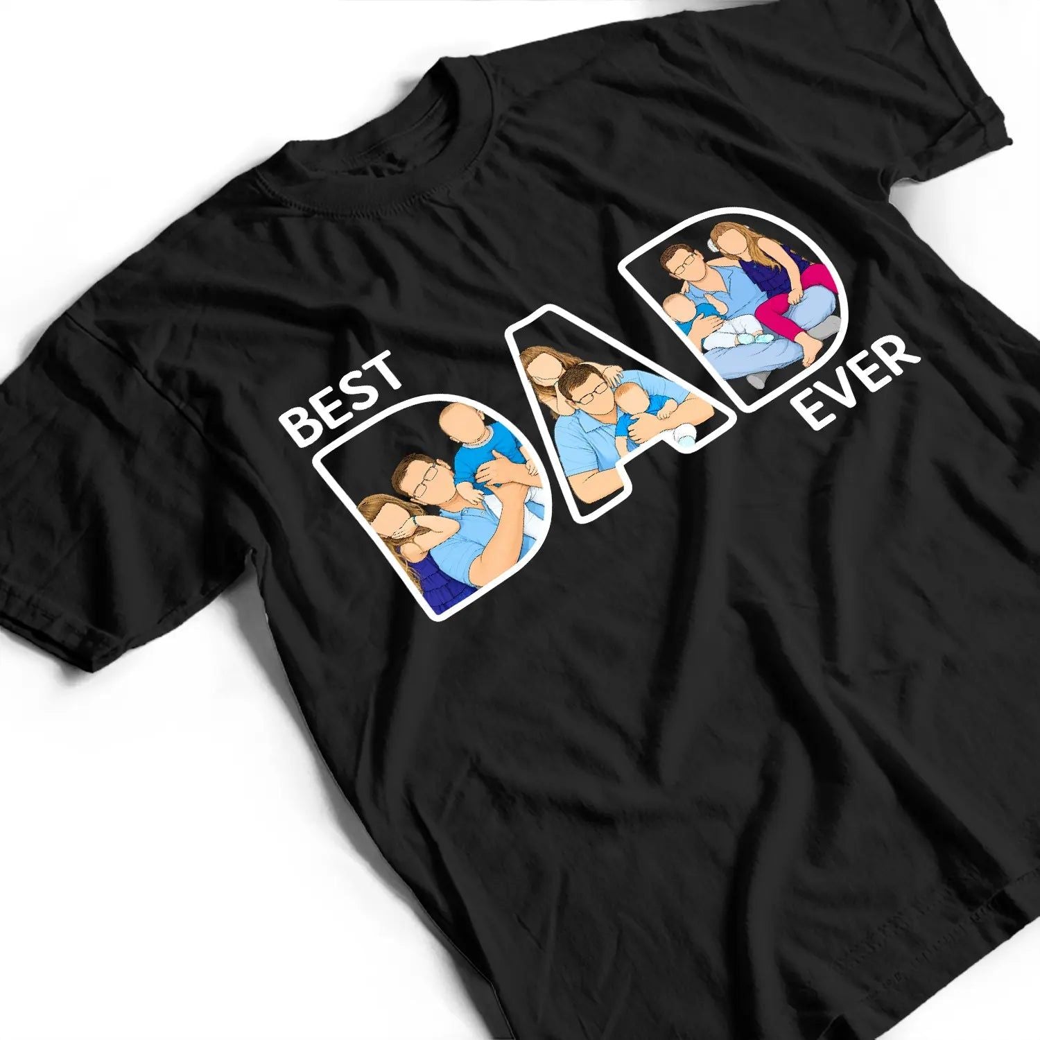 Custom Photo Faceless Portrait Best Dad Ever - Personalized T Shirt