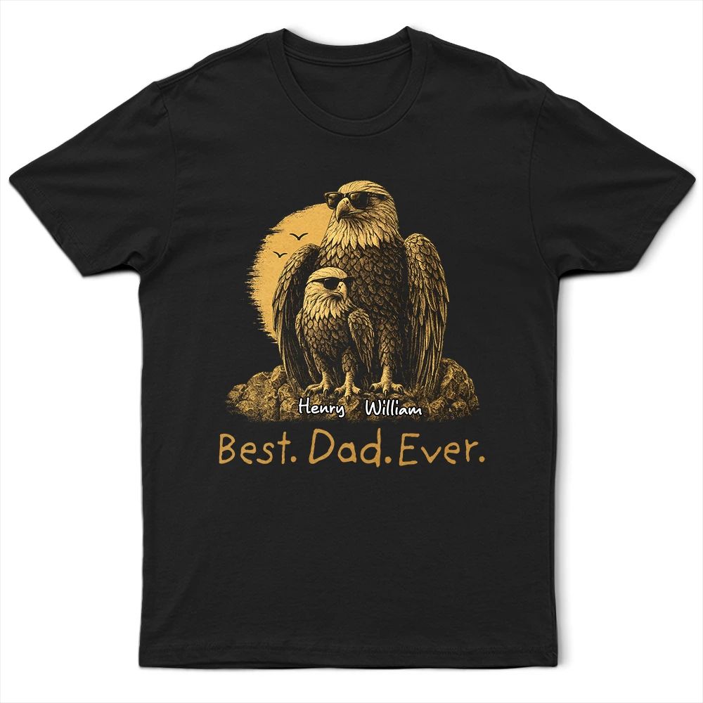 Eagle Father And Kids Retro Style Best Dad Ever - Personalized T Shirt