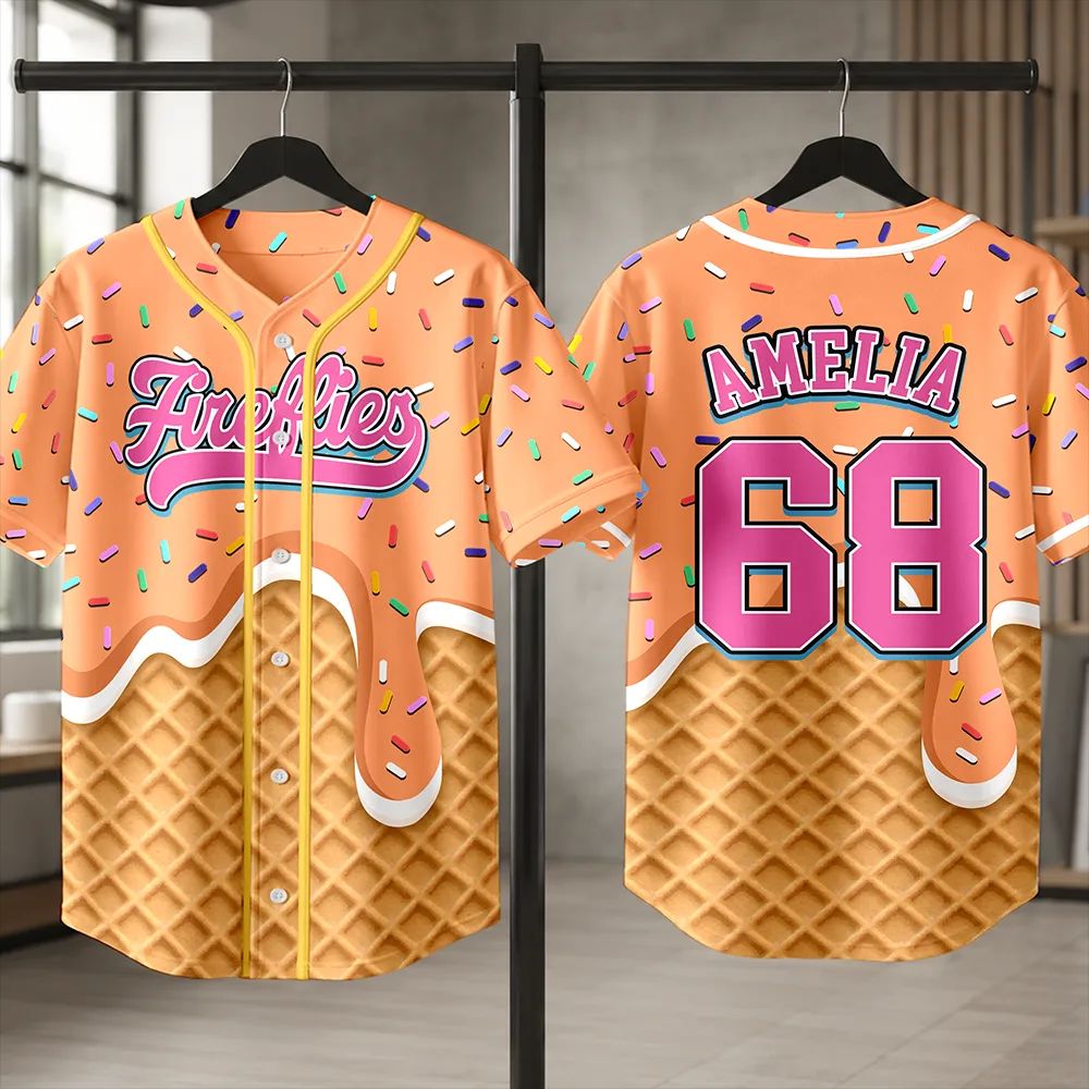 Melting Ice Cream - Personalized Baseball Jersey Shirt