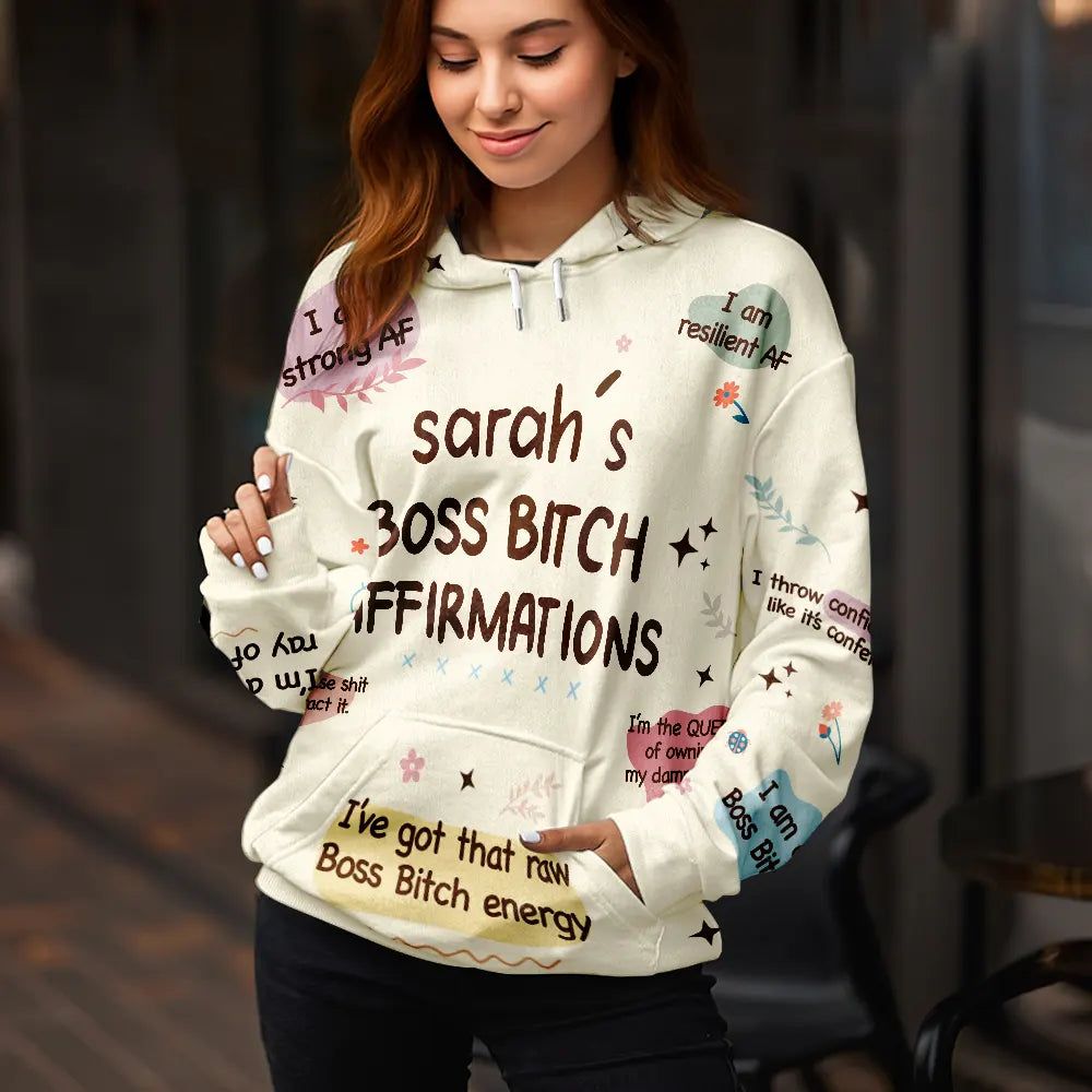 Women Everyday Affirmation Girl Power Self Claim - Personalized Pullover Hoodie