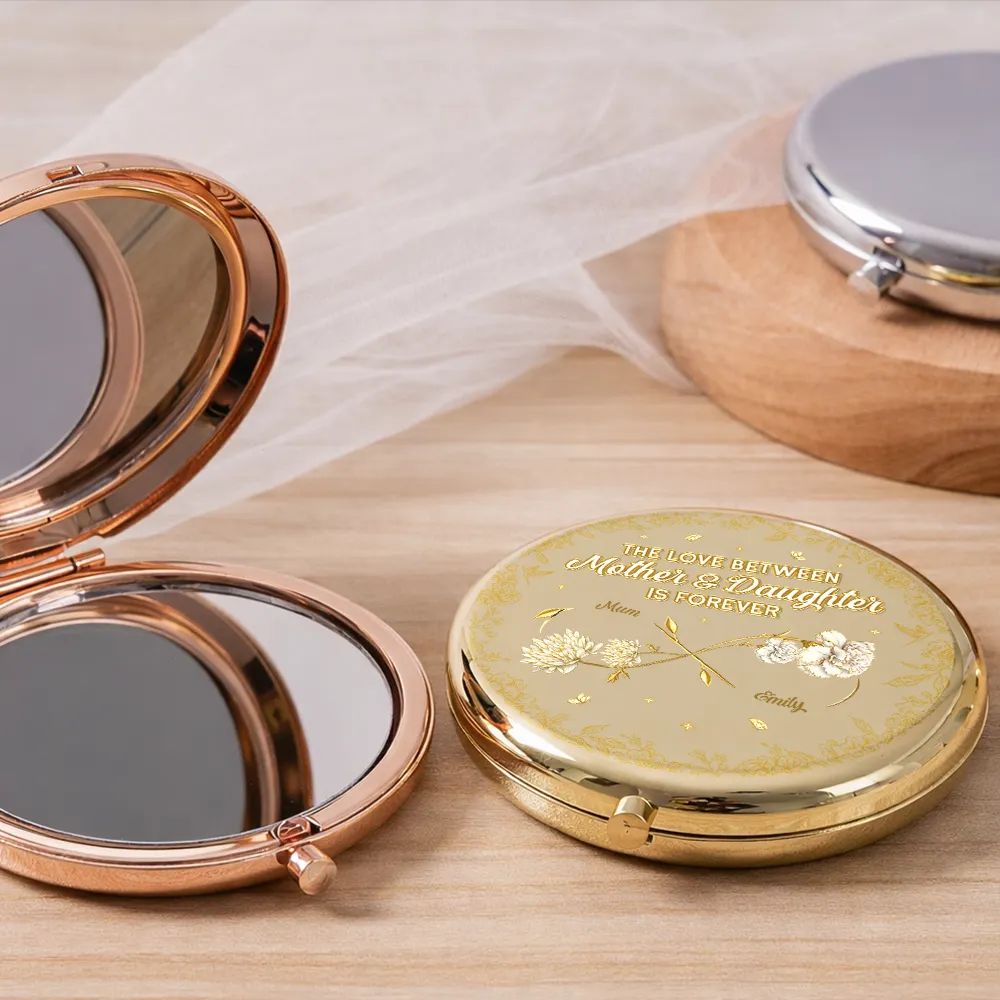 Mom And Daughter Forever Linked Together - Personalized Compact Mirror