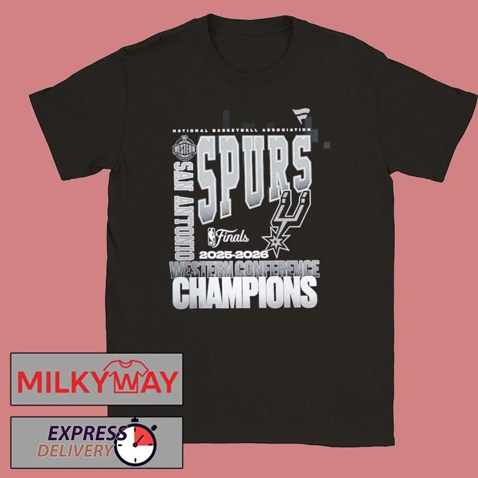 San Antonio Spurs Fanatics Black 2026 NBA Western Conference Champions Stacked Block T-Shirt