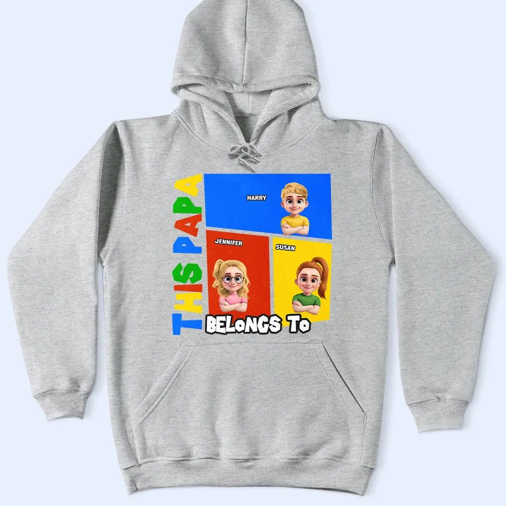 This Dad Papa Belongs To Basic Color Arcade Theme - Personalized T Shirt
