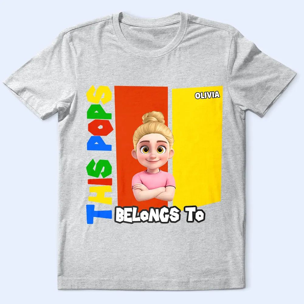 This Dad Papa Belongs To Basic Color Arcade Theme - Personalized T Shirt