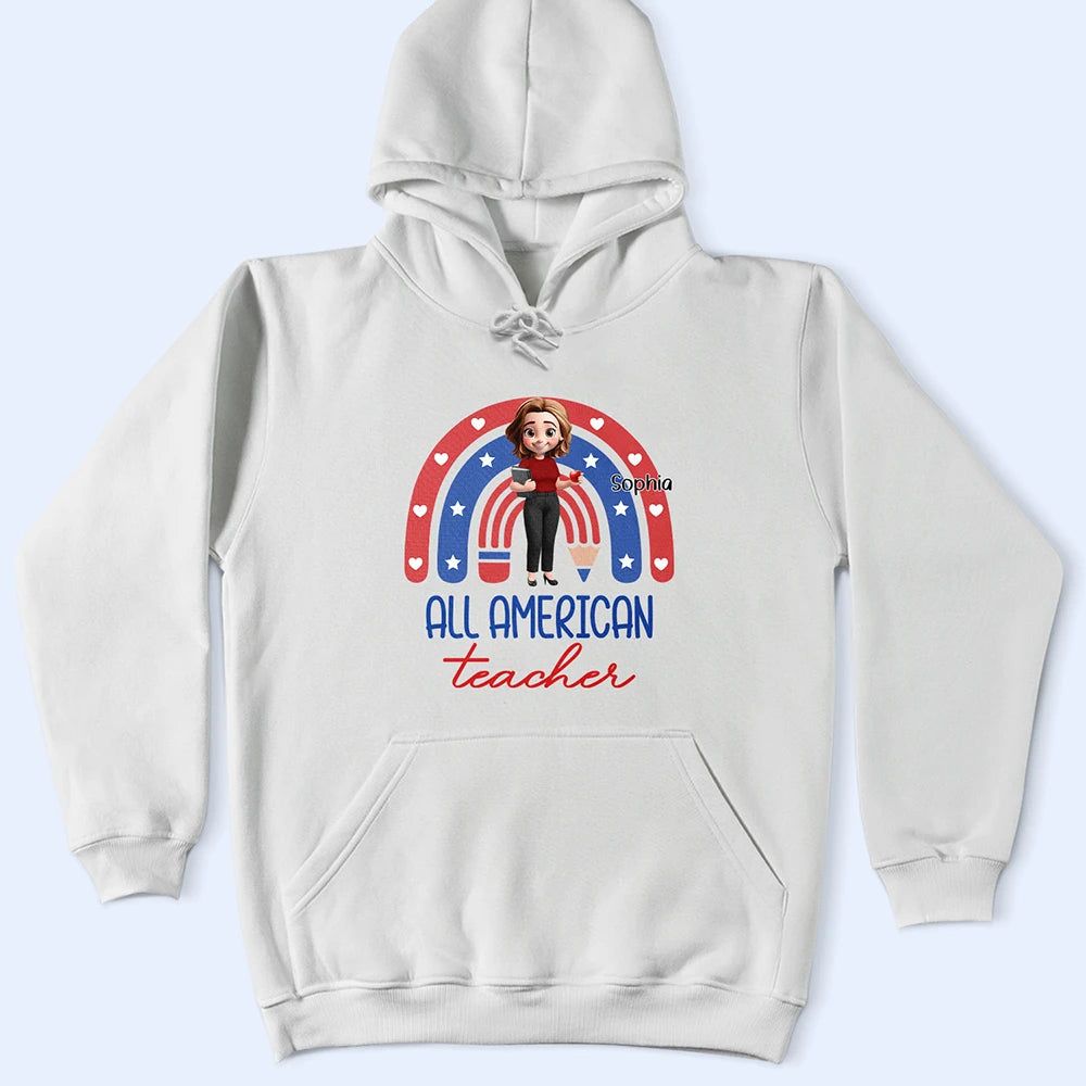 Stars And Stripes All American Teacher - Personalized T Shirt