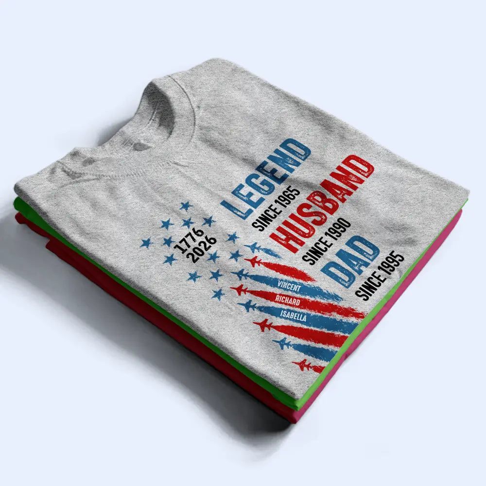 Legend Husband Dad Grandpa With Kid Names - Personalized T Shirt