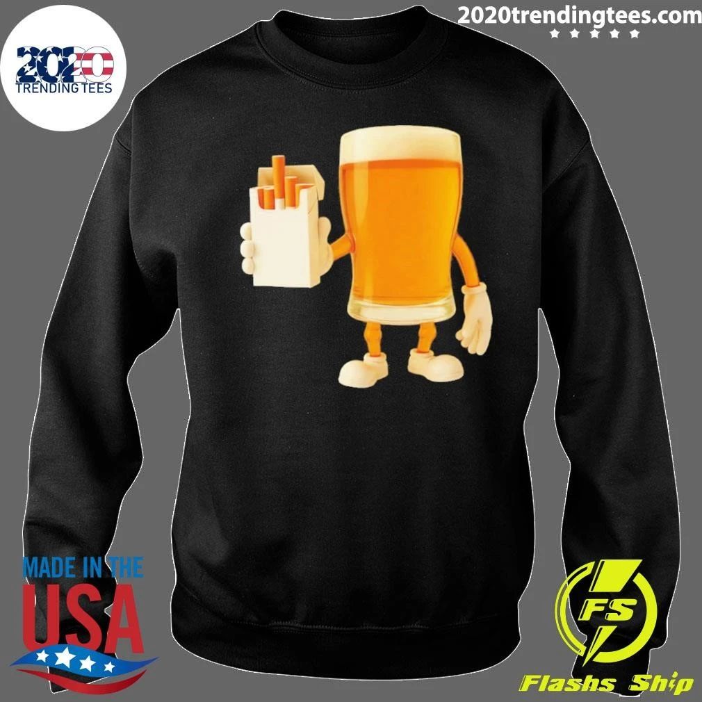 Drunk Cigs Beer Glass Character Cigarettes Shirt