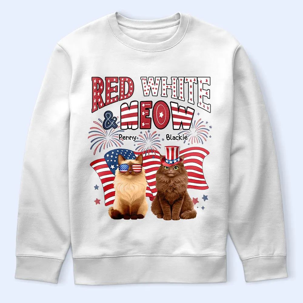 Red White Meow - Personalized T Shirt
