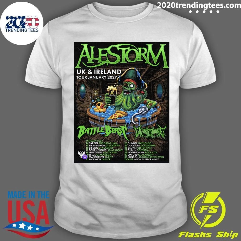 Battle Beast And Wizardthrone Join Alestorm for UK And Ireland January 2027 Tour Shirt
