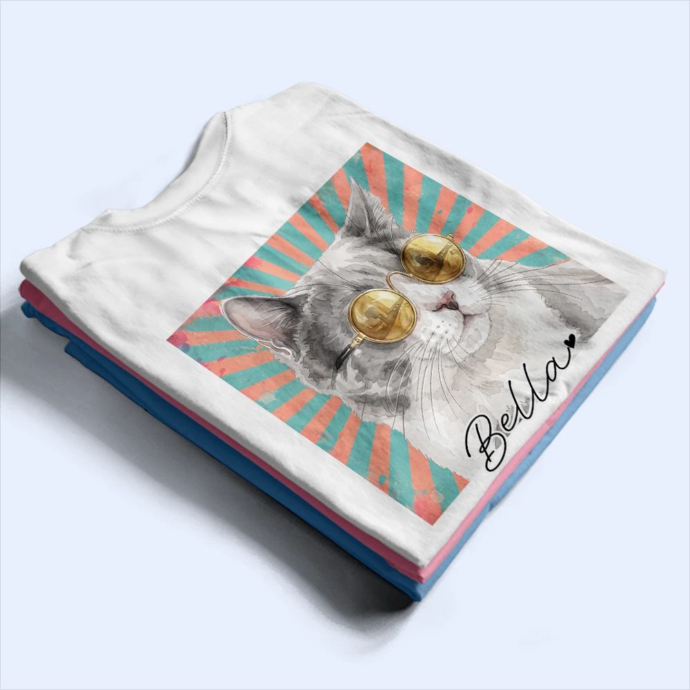 Custom Photo Realistic Watercolor Art Dog Cat Dad Mom Pet Lover Hand Punch - Personalized T Shirt