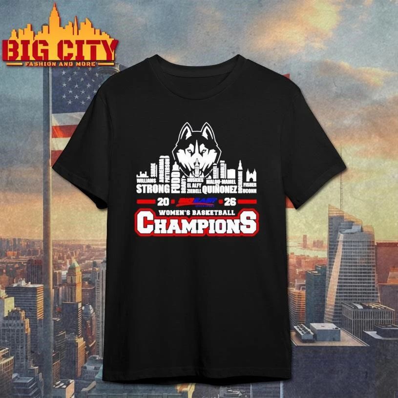Uconn Huskies 2026 Big East Women’s Basketball Tournament Champions city skyline Shirt