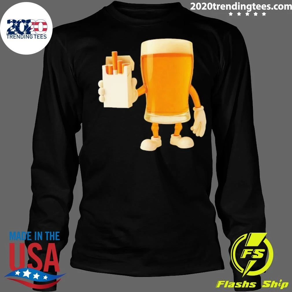 Drunk Cigs Beer Glass Character Cigarettes Shirt