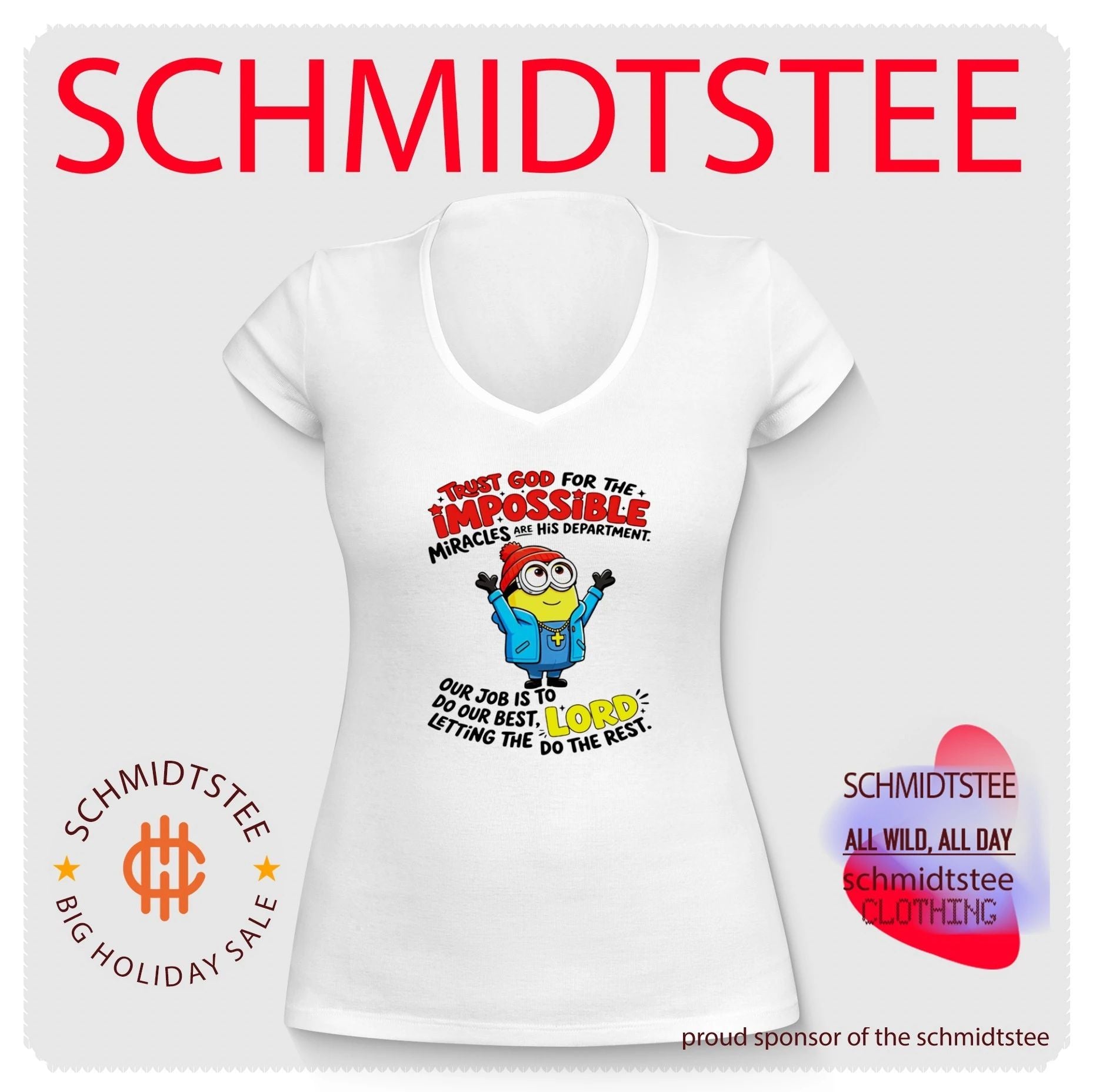 Trust god for the impossible miracles are his department Minion shirt
