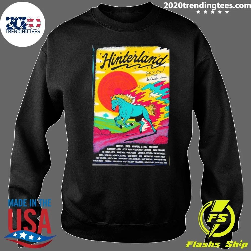 Hinterland Festival 2026 Event Poster In St Charles Iowa On July 30 August 2 2026 Shirt