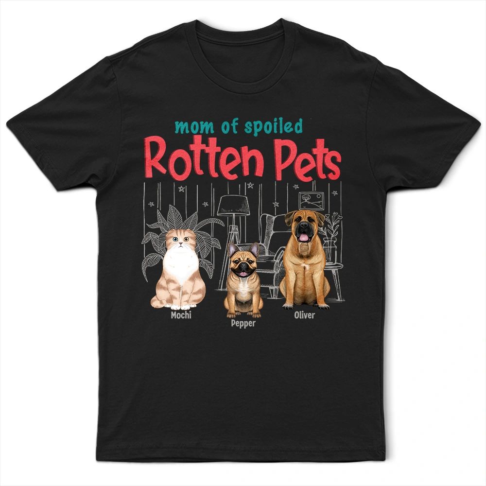 Mom Dad Of A Spoiled Rotten Cat Dog - Personalized T Shirt