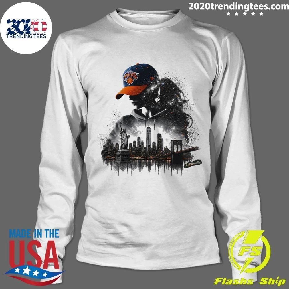 New York City Skyline Double Exposure With Knicks Shirt