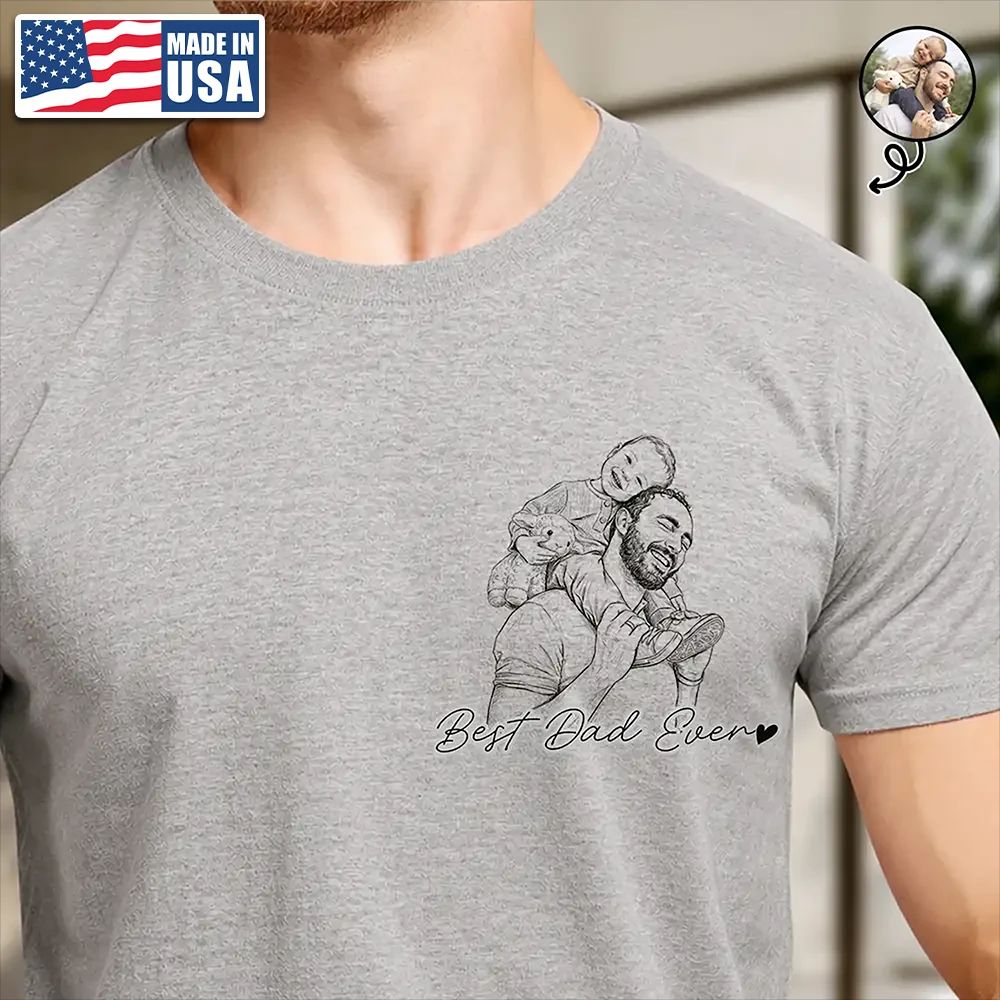 Custom Photo Pencil Sketch Best Dad Grandpa Ever Family Portrait - Personalized T Shirt