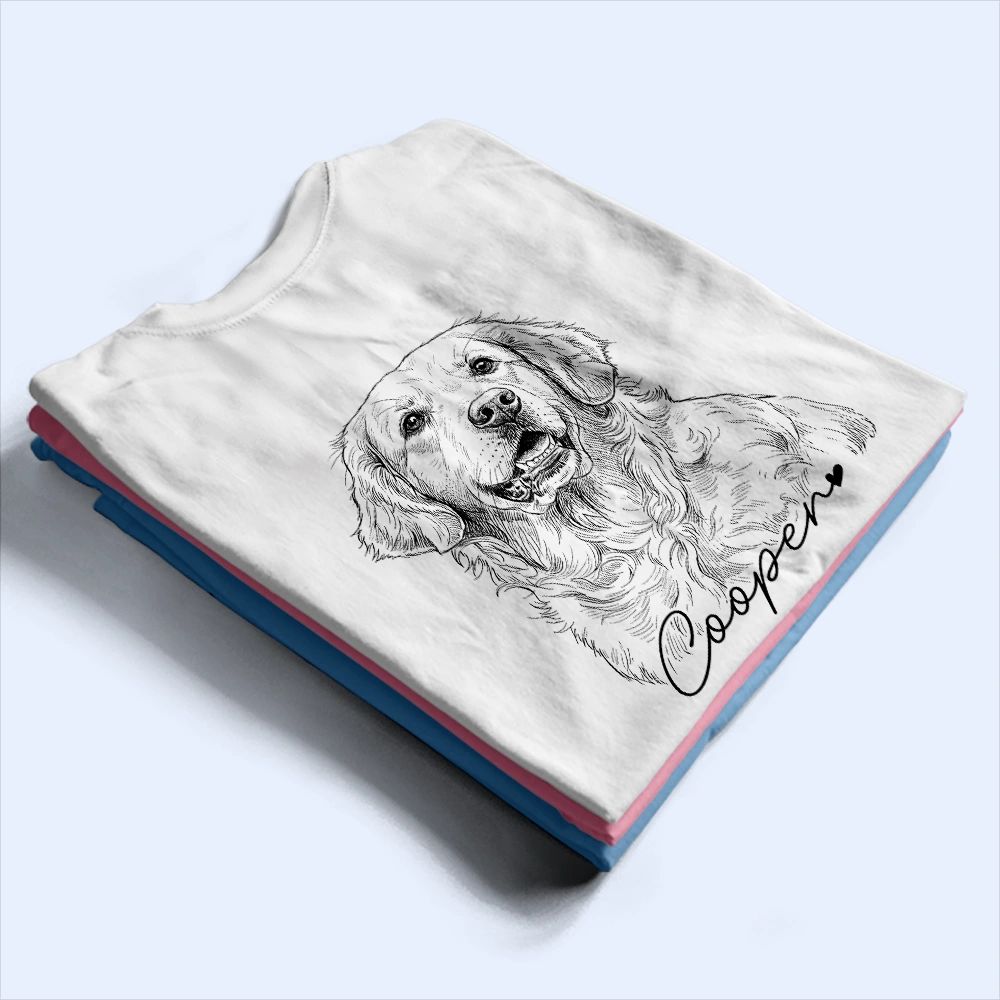 Custom Photo Pencil Sketch Dog Mom Dog Dad Hand Punch - Personalized T Shirt