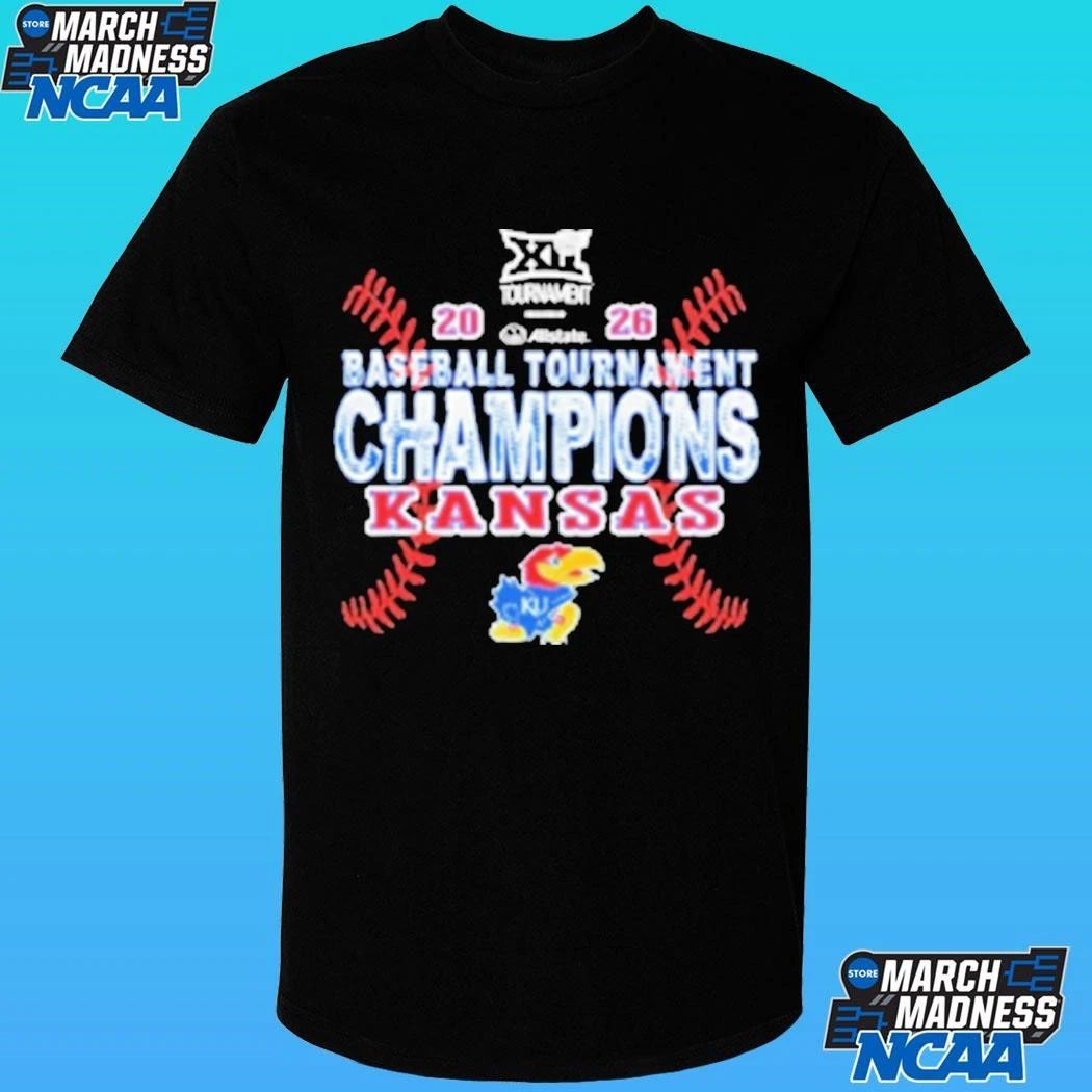 Kansas Jayhawks Blue 84 2026 Big 12 Baseball Tournament Champions Shirt