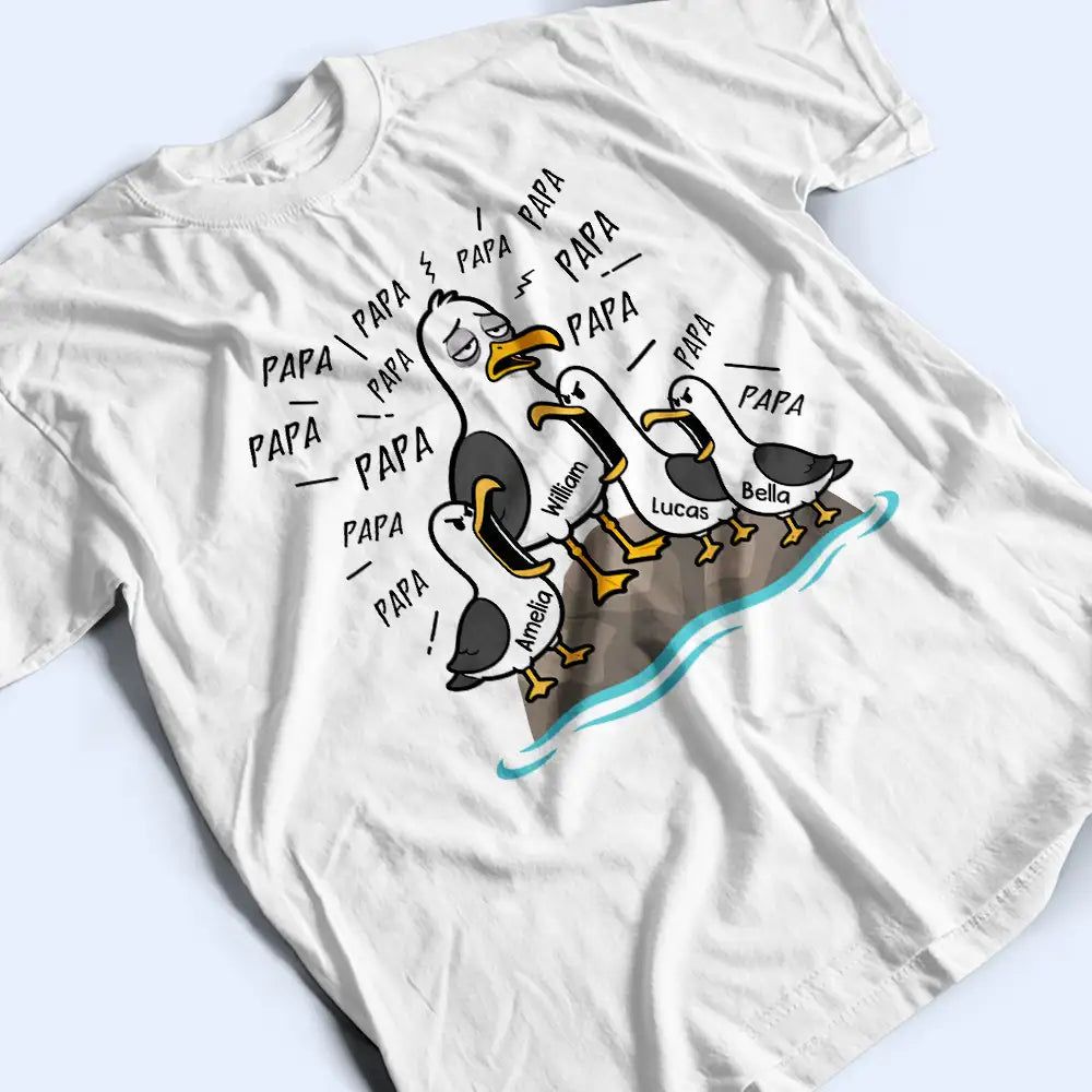 Tired Seagull And Kids Screaming - Personalized T Shirt