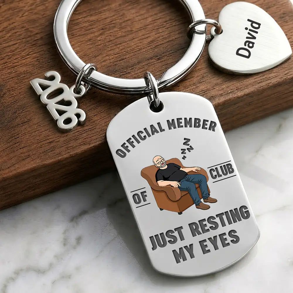 Official Member Of Club Just Resting My Eyes - Personalized Stainless Steel Keychain