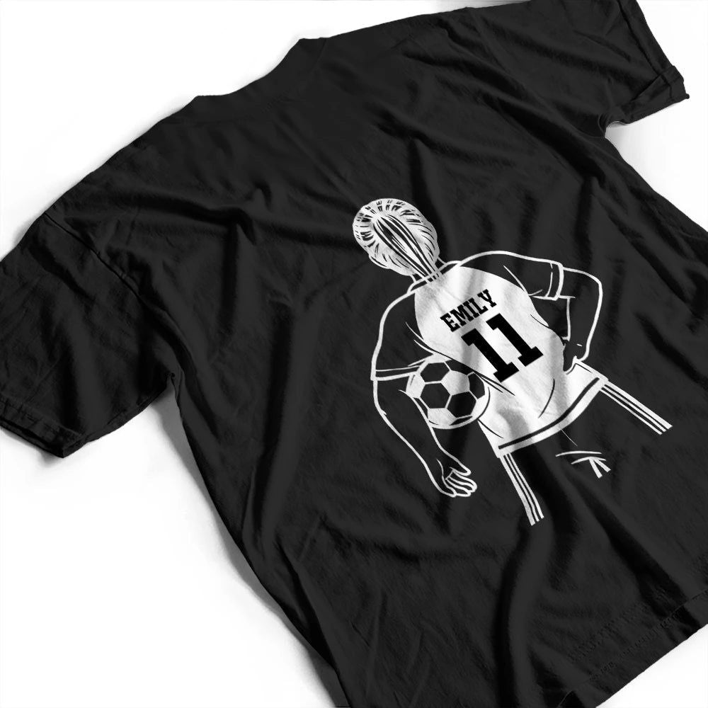 Soccer Football Dad Papa Kids Backside Line Art - Personalized T Shirt