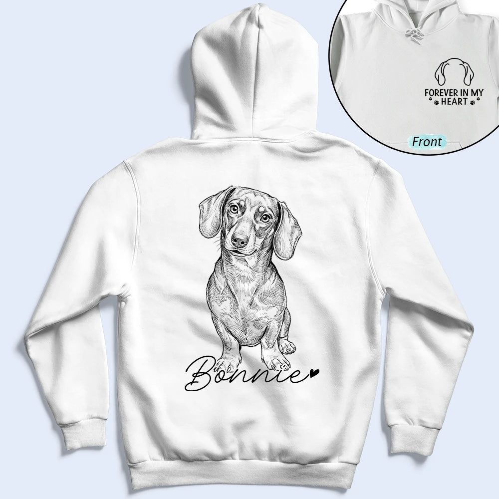 Custom Photo Pencil Sketch Forever In My Heart Memorial - Personalized T Shirt