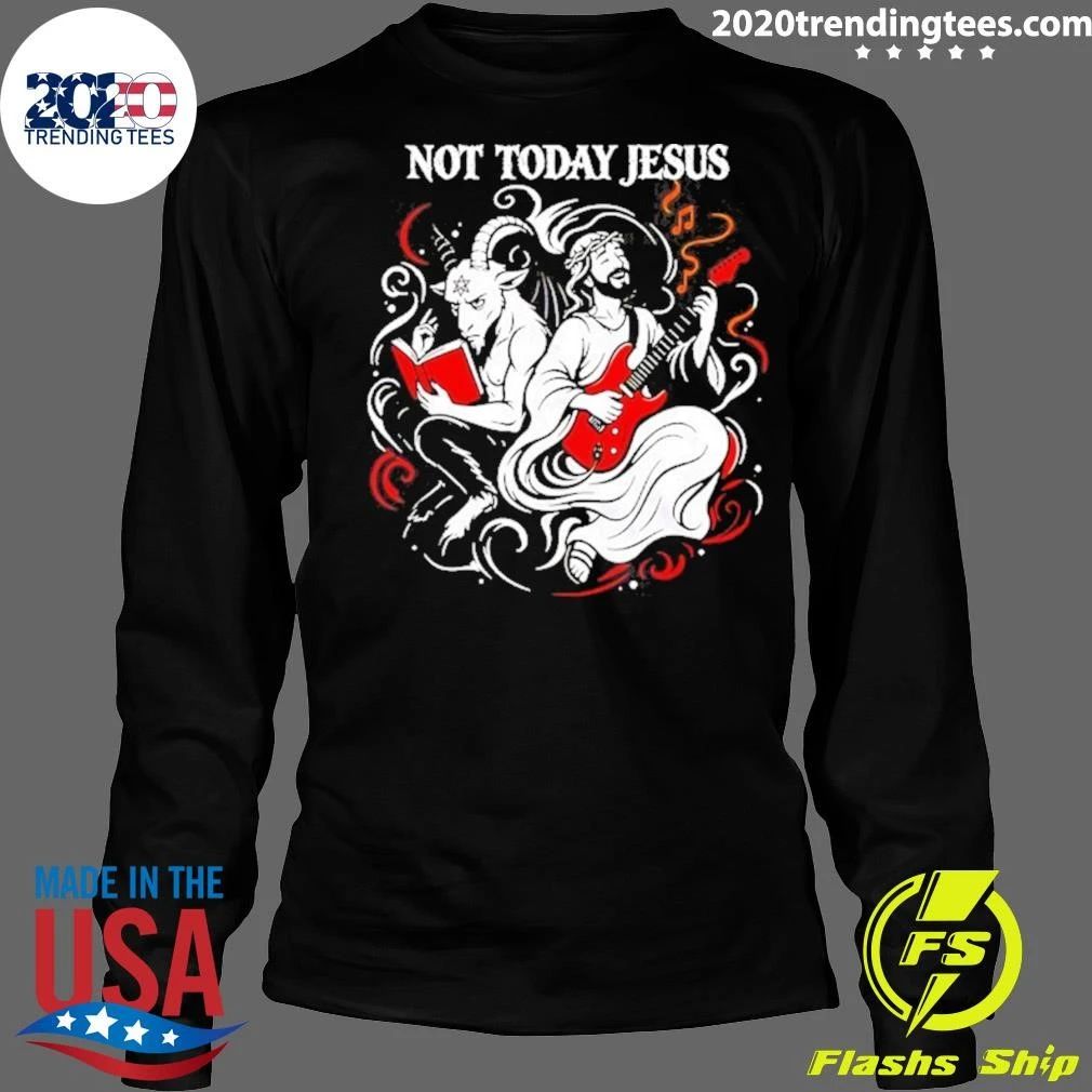 Not Today Jesus Goat And Jesus Playing Guitar Shirt