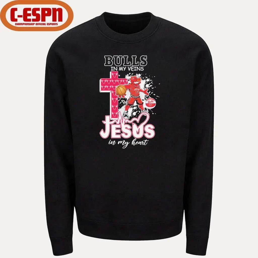 Chicago Bulls Mascot In My Veins Jesus In My Heart Shirt